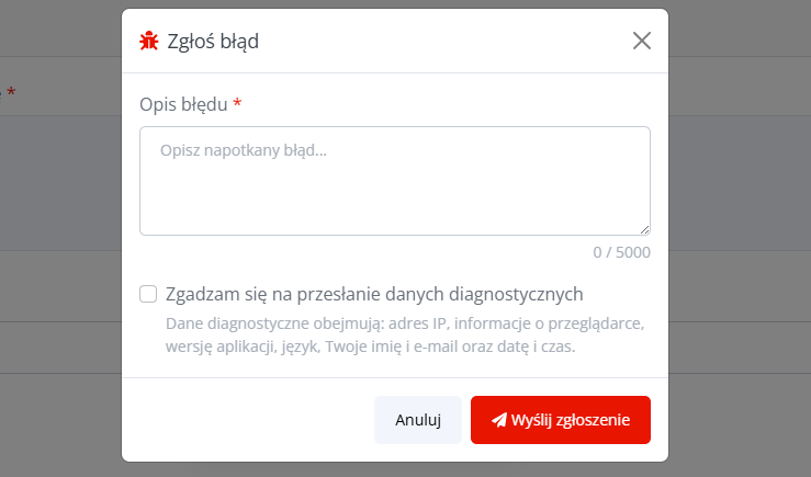Formularz zgłaszania błędów